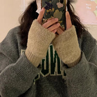 Soft Plush Knitted Fingerless Gloves