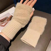 Soft Plush Knitted Fingerless Gloves