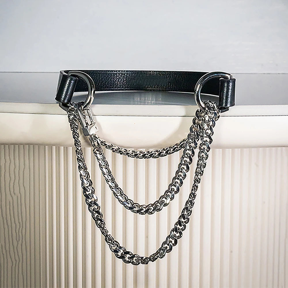 Handcrafted PU Leather Triple-Chain Choker Collar – Adjustable Statement Streetwear Necklace
