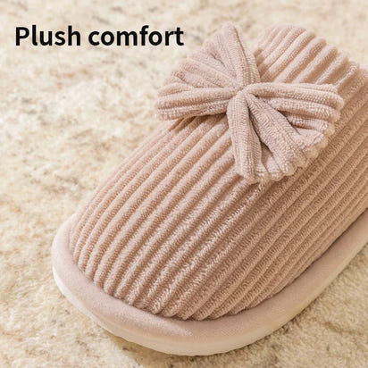 Women's Bow Slippers – Cozy Fall/Winter Indoor Shoes