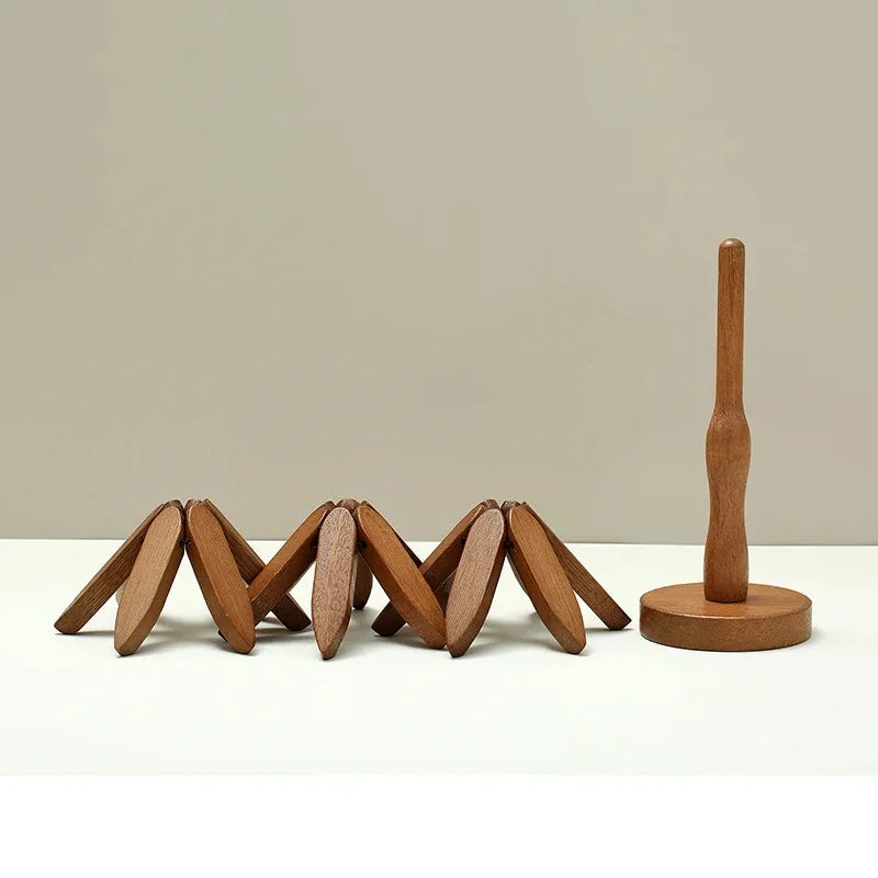 (3-Trivets in 1-Tree) Wooden Christmas Tree Trivet Stand