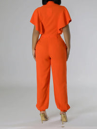 2-Piece Elegant Coral Outfit with Waist Tie