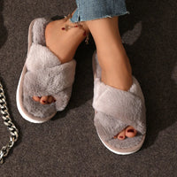 Fluffy Cross Fur Slippers