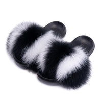 Women's Fox Fur Luxury Slides – Summer Furry Slippers