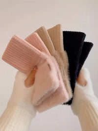 Soft Plush Knitted Fingerless Gloves
