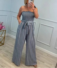 Women’s Striped Lace-Up Jumpsuit
