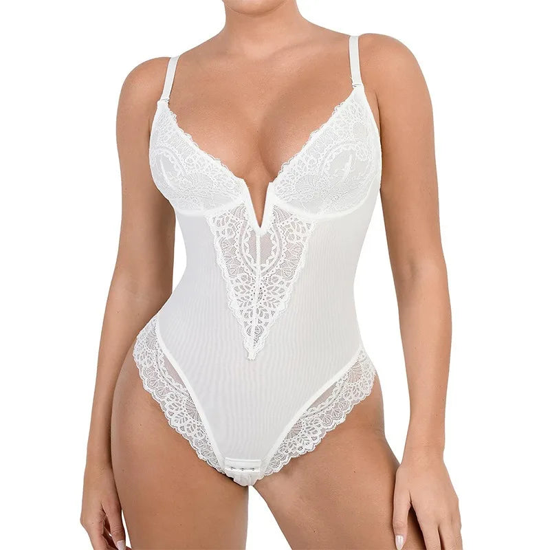 Lace Deep-V Neck Bodysuit