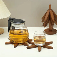 (3-Trivets in 1-Tree) Wooden Christmas Tree Trivet Stand