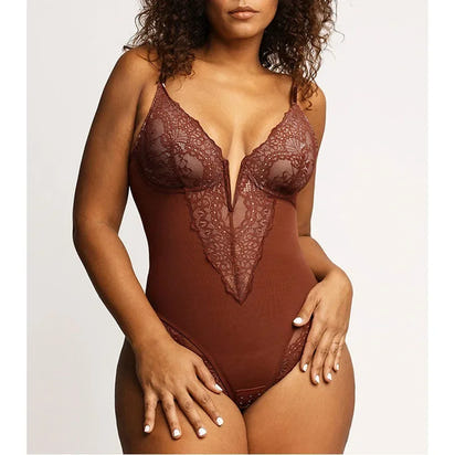 Lace Deep-V Neck Bodysuit