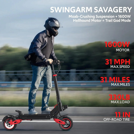 High-Performance 1600W E-Scooter – 11" Off-Road Tires