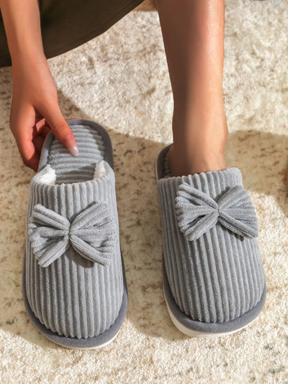 Women's Bow Slippers – Cozy Fall/Winter Indoor Shoes