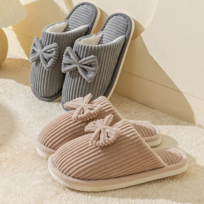 Women's Bow Slippers – Cozy Fall/Winter Indoor Shoes