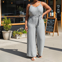 Women’s Striped Lace-Up Jumpsuit