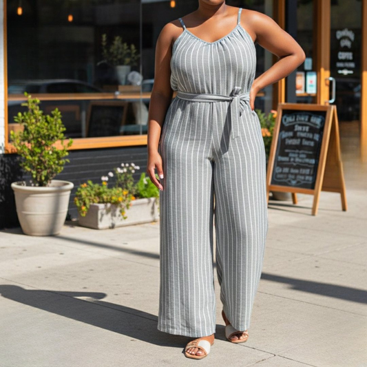 Women’s Striped Lace-Up Jumpsuit