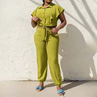 2-Piece Elegant Coral Outfit with Waist Tie