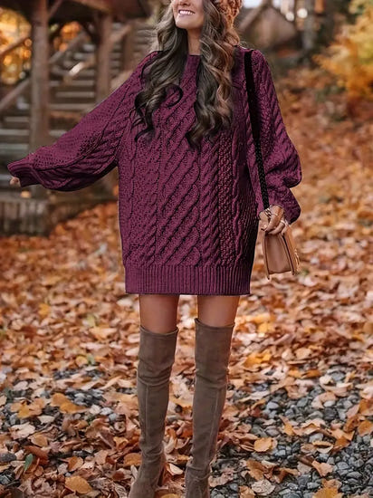 Cozy Oversized Cable-Knit Sweater Dress