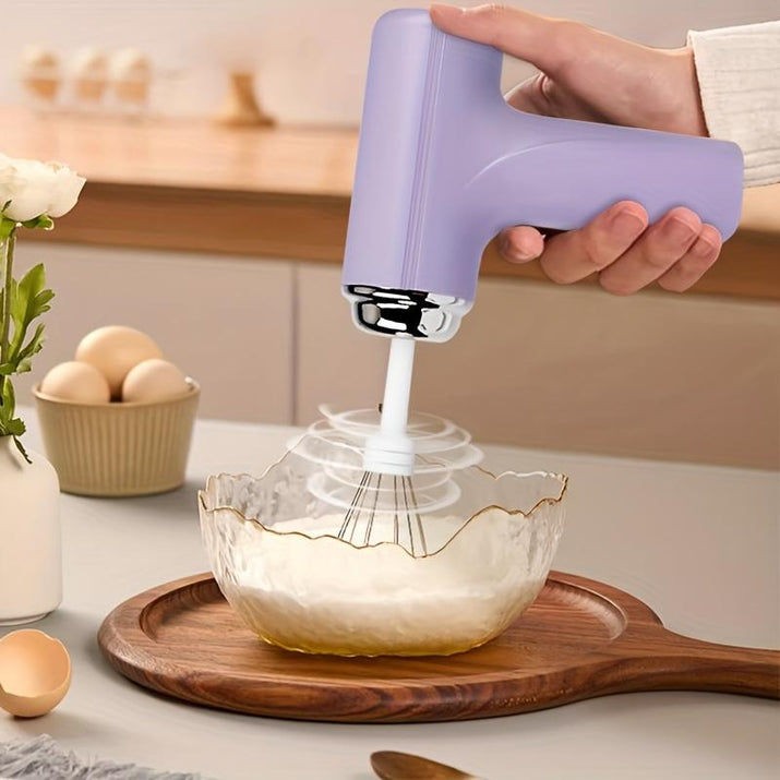 Rechargeable 3 Speed Hand Mixer - Multifunctional Kitchen Mixer with 2 Whisk Baking Supplies Easy To Clean Durable, Home Kitchen Coffee Lovers Bakers