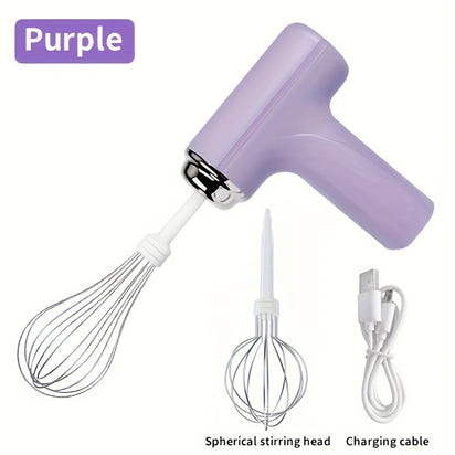 Rechargeable 3 Speed Hand Mixer - Multifunctional Kitchen Mixer with 2 Whisk Baking Supplies Easy To Clean Durable, Home Kitchen Coffee Lovers Bakers