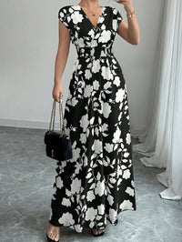 Flory' Elegant Pink Floral Maxi Dress