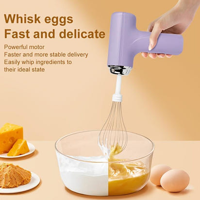 Rechargeable 3 Speed Hand Mixer - Multifunctional Kitchen Mixer with 2 Whisk Baking Supplies Easy To Clean Durable, Home Kitchen Coffee Lovers Bakers
