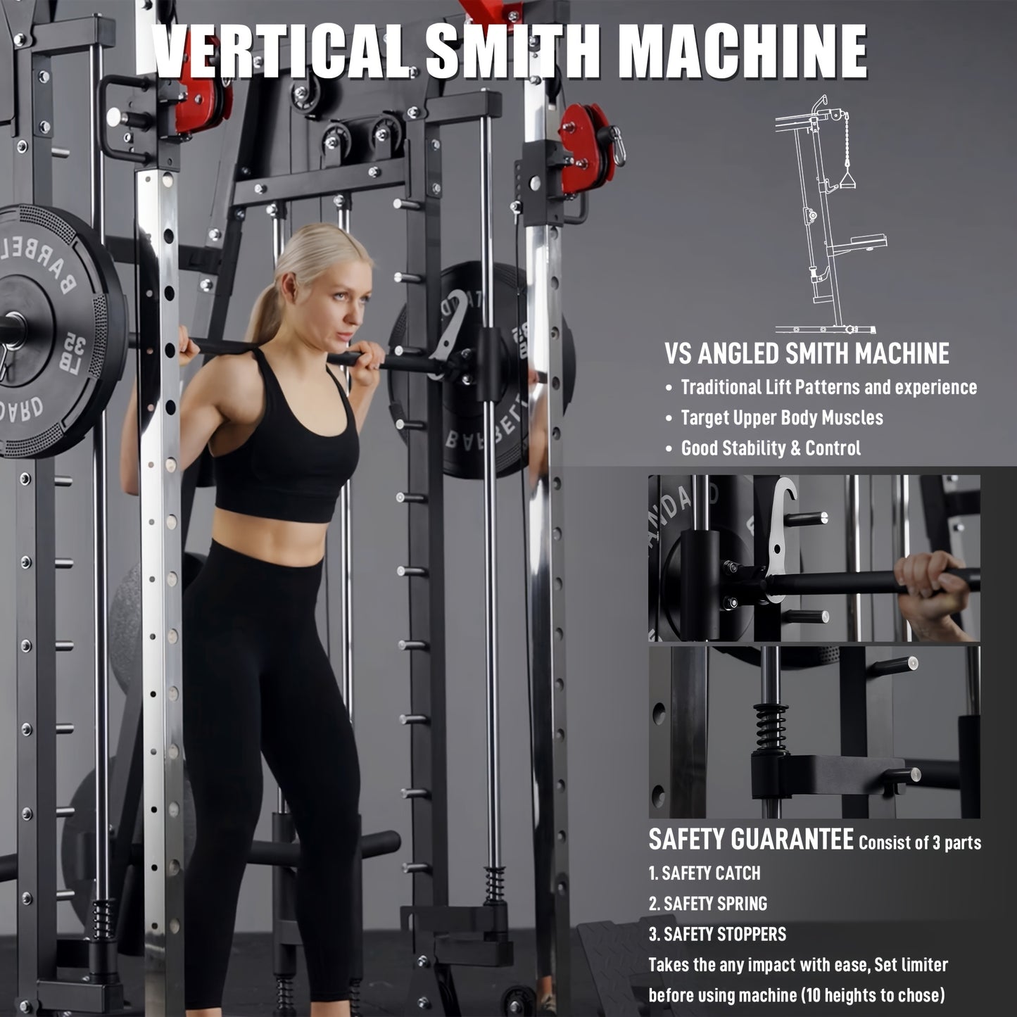 All-in-One 2200lbs Smith Machine Home Gym