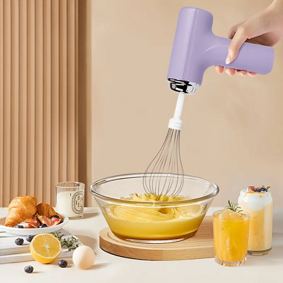 CordlessMixer' Rechargeable 3 Speed Hand Mixer - Multifunctional with 2 Whisk Baking Supplies