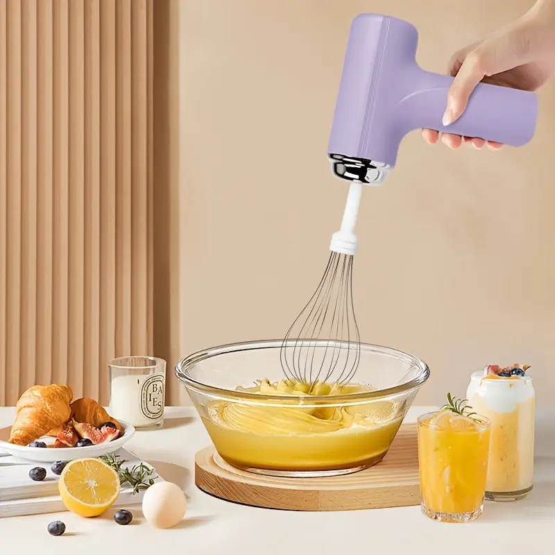 CordlessMixer' Rechargeable 3 Speed Hand Mixer - Multifunctional with 2 Whisk Baking Supplies